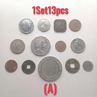 1Set13pcs Mix Foreign Coin (A) Normal Malaysia, Straits Settlements, Canada, Brunei Duit Syiling Lam