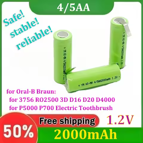 4/5AA 1.2V 2000mAh Ni-MH Replacement Battery for Oral-B Braun 3756 RO2500 3D D16 D20 D4000 P5000 P70
