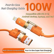 Multi-Function 100W Fast Charging Cable, USB-C to Lightning & Type-C Data Cable