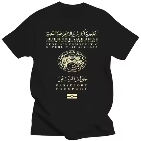 T Shirt Men's Clothing Algerian Passport Tshirts for Men's Designer Clothes Morocco Algeria Africa P