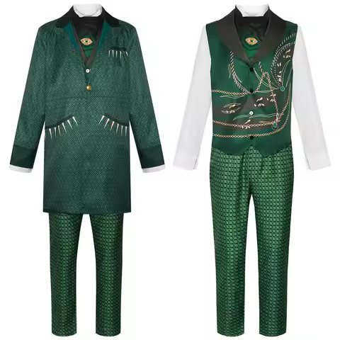 Movie Wicked Cosplay Costume Wizard Green Suit Men Roleplay Costume Halloween Carnival Party Outfits