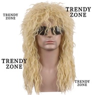 TRENDYZONE Halloween Party Cosplay Wig, Fluffy Punk 70s 80s Rockstar Wig, Long Curvy Mullet Wig