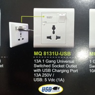 13A Switch Socket Universal Switch Socket with USB Charging Port