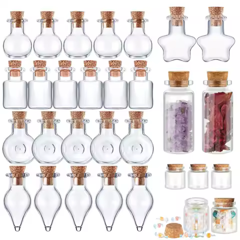 5pcs-10pcs Small Cute Mini Cork Stopper Glass Bottles Vials Jars Containers Small Wishing Bottle Gla