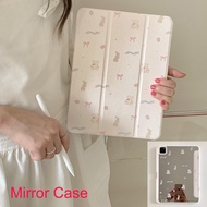 Mirror Case Casing Hard Acrylic Bear And Bows Pattern Case Compatible with IPad Mini6 IPad5 6 7 8 9 10 Air3 Air4 Air5 10.9" Pro10.5 IPad10.2" Pro11 Pro12.9 2018 2020 2021 2022
