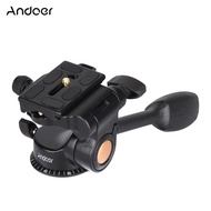 Andoer Q08 Video Tripod Ball Head 3-way Fluid Head Rocker Arm with Quick Release Plate for DSLR Came
