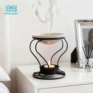 [nvnrbso] Decorative Wax Melt Burner Metal Oil Burner with Ceramic Plate European Metal Oil Burner W