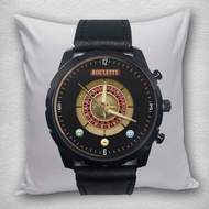 CASINO ROULETTE Men's Black Leather Quartz Analog Watch 01