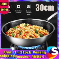 【Malaysia Spot Sale】12 Inch Honeycomb Nonstick Wok Pan Stainless Steel Honeycomb Nonstick Pan Single