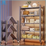 3-5Layer Folding Racks Kitchen Metal Rack Shelves With Wheels Kitchen Rack Organizer Foldable Shelf