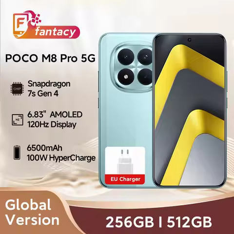 POCO M8 Pro 5G Global Version Smartphone Snapdragon 7s Gen 4 100W HyperCharge 6500mAh 6.83" AMOLED 1