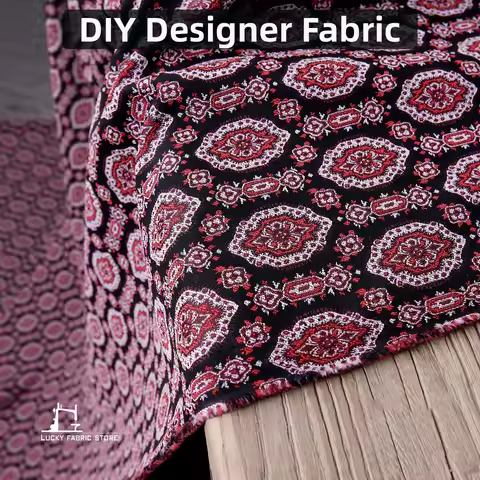 Red ethnic totem pattern three-dimensional jacquard texture rayon fabric jacket DIY homemade designe