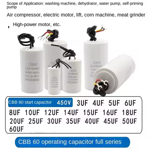 Motor Run Capacitors CBB60 450V AC Starting Capacitor 5% 3/4/5/6/8/10/12/14/15/16/18/20/25/30/40/45/