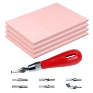 4Pcs Rubber Block Stamp Carving Block Stamp Printmaking Tools with Cutter Tools for Printmaking Prin