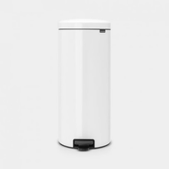 brabantia - 比利時製 30L 不銹鋼靜音緩降圓形腳踏垃圾桶 Newlcon Pedal Bin｜純樸白｜塑膠內桶｜防指紋 緩降開合 不銹鋼垃圾桶 垃圾筒 廁所垃圾筒 廚房垃圾桶 11178