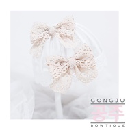[GONGJU] Boa - Beige Knitted Lace Ribbon Hair Accessories Kids Toddler Teenagers Adult hairclip hair