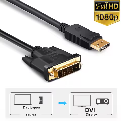 DisplayPort to DVI Cable Adapter 1080P PC DisplayPort to Monitor with DVI Converter Adapter for Nvid