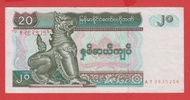 207.1 lembar uang lama kuno 20 kyats myanmar tahun 1994