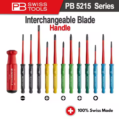 PB SWISS Insulated Interchangeable Blade Handle Slim Screwdrivers for Phillips/Slotted Combination S