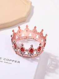 1款流行的女士婚禮皇冠,適用於婚禮、生日、蛋糕裝飾,由合金製成,飾以水晶鑲嵌裝飾
