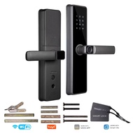 WiFi Smart Door Lock Indoor Password Fingerprint Remote Unlock Keycard Antihijack Tamper Alarm Batte