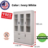 ROAM ENTERPRISE Almari Hiasan Ruang Tamu Almari Buku 4 Door 2 Drawer Rak Buku Display Cabinet Booksh