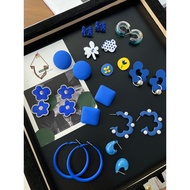 earring korean earring hoop Klein Blue Love Retro Hoop Female Earrings