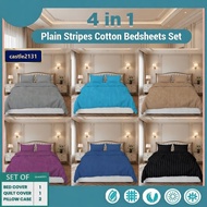 4-in-1 Bedsheet Set Garterized Fitted Sheet with Pillowcases Single Twin Double Queen King