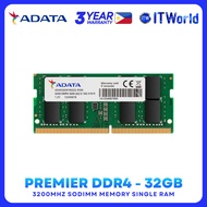 ADATA AD4S320032G22-SGN DDR4 RAM - 32GB Single Stick 3200MHz SODIMM Laptop Memory itw