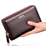 wallet Lingzhi Kangaroo Clutch Bag Men's Handbag Card Bag Clutch Bag Genuine Leather Texture Multi-Card Zipper Long Wallet