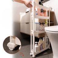 【VVL】-Slim Bathroom Storage Cart - Narrow Shelf Trolley for Toilet  Door Seam Organizer Space-Saving