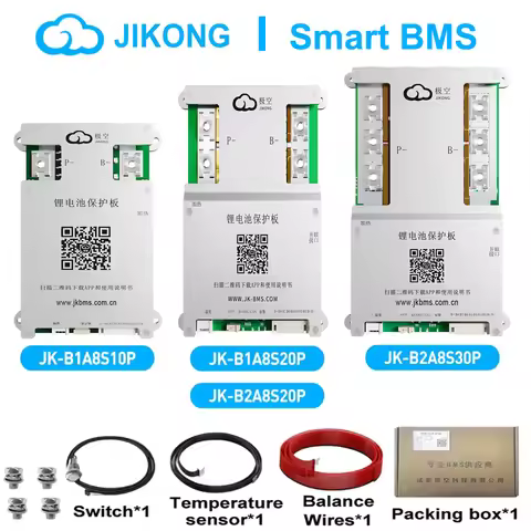 JIKONG JK BMS JK-B2A8S20P 4S 5S 6S 7S 8S Active Balance 1A 2A 8S 24V Smart BMS 100A 200A 300A for Li