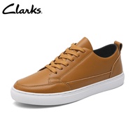 Clarks Gereld Low Casual Sneakers Tan หนังสีดำต่ำ รองเท้าหนังลำลองสำหรับผู้ชายธุรกิจ HOT ●11/4♛□