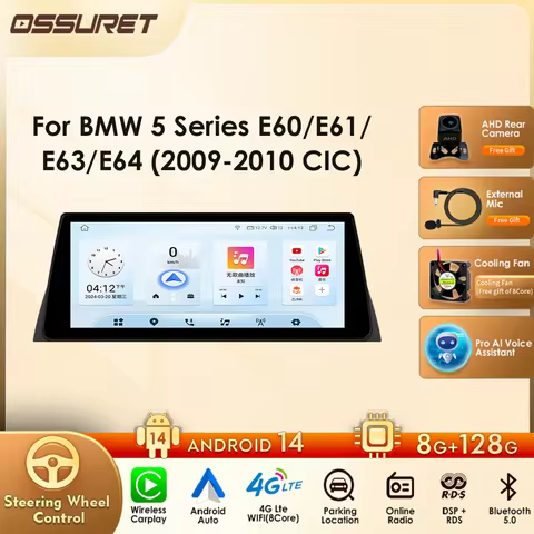 Android 13 10.25" for BMW 5 Series E60 E61 E63 E64 (2009-2010) CIC with Smart Car Systems Support Wi