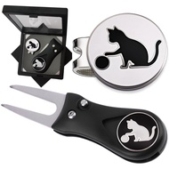 Adhere Golf Ball Marker & Divot Tool Set Cat Design Magnetic Hat Clip Japan Import
