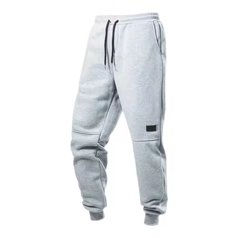 Plus-Size Men's Solid Color Drawstring Casual Pants Loose Fit Basic Jogger Pants