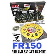 MCS Sprocket Set VOGE FR150 Rantai ULAR SAWAH RK BLG 415 KLO O-Ring Chain Black Gold Motor VOGE150 F