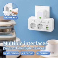 EU Plug Outlet 4 Sockets Multitap Wall Power Strip Electrical Socket 2 USB 1 Type-C Ports No