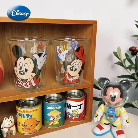 Disney Antique cartoon glass household water cup juice drink coffee cup Minnie Mickey Donald Duck