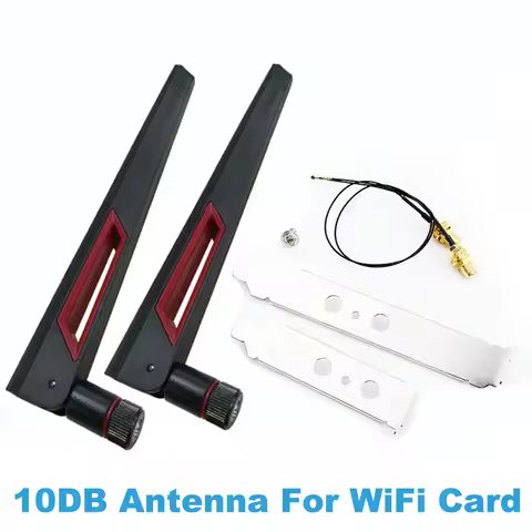 2x10Dbi Dual Band M.2 20cm 30cm Connect Cable to WiFi Antenna Set For BE200 AX210 9260 NGFF Card