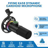 Fifine K658 USB RGB Dynamic Cardioid Microphone with Live Monitoring &amp; Mute Button for Streaming/Gaming/Singing