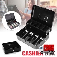 4GL Cash Box (30cm x 24cm x 9cm) Compartment Tray Lockable Security Plastic Coin Tray Drawer