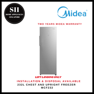 MIDEA MCF232 232L 1 DOOR UPRIGHT FREEZER - 2 YEARS MANUFACTURER WARRANTY [READY STOCK &amp; DELIVER WITHIN 3 DAYS]