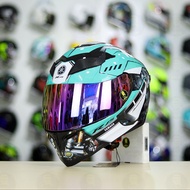 Royal M138b Glossy Black Hat + Yamaha R15 Turquoise Decal Sticker