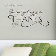 Family Bless Everything Give Thanks Bible Quote Wall Decals Classic Christian Wall Stickers