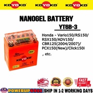 YT6B-3 BT6B YT6B YTZ6V KOYOKO NANOGEL BATTERY BATERI GEL ADV 150 PCX RS150 RS 150 RSX150 RSX VARIO Y
