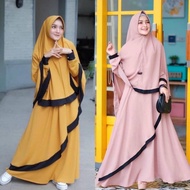 READY STOCK Rahma Syari Set Muslimah Long Dress Jubah Raya Kurung Hijab Tudung Syari Plain Basic Gamis