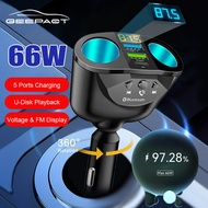 Geepact Car Charger Quick Charge3.0 2 USB Car Fast Charger Digital LED Voltage Detection Super Charge Power Delivery Quick Charge Adapter Support 12V 24V Car