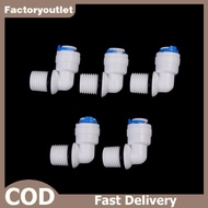 FCMY 5PCS 1/4" Male Thread - 1/4" OD Tube RO Water Elbow Qui Connector FAC
