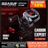 Seasir MANSORY bc Reel Pancing Baitcasting Kiri/Kanan 2 Kumparan + Gagang Pegangan Rangka Serat Karb